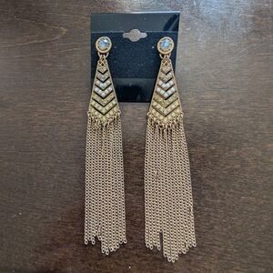 ✨2/$16✨Tinley Road Gold Chevron Tassel Earrings with Iridescent Stones